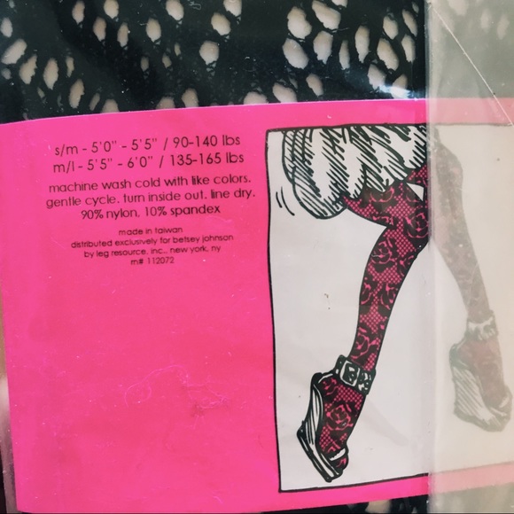 Betsey Johnson Black Lacey Floral Tights M/L - Picture 3 of 3